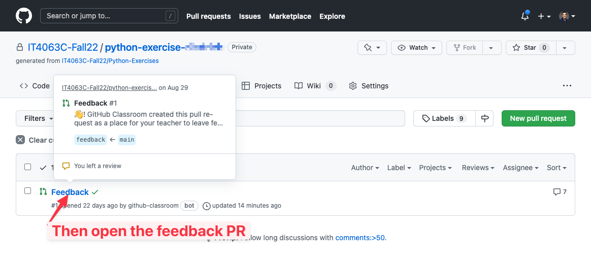 github feedback pr